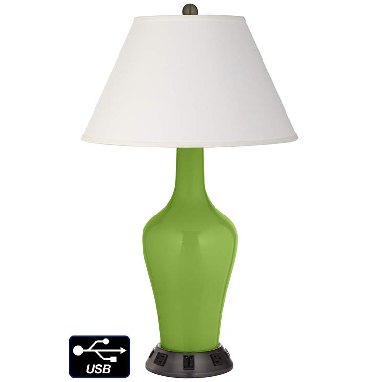 Image 1 Ivory Empire Jug Table Lamp - 2 Outlets and 2 USBs in Gecko