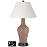 Ivory Empire Jug Table Lamp - 2 Outlets and 2 USBs in Mocha