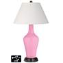 Ivory Empire Jug Table Lamp - 2 Outlets and 2 USBs in Pale Pink