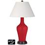 Ivory Empire Jug Table Lamp - 2 Outlets and 2 USBs in Ribbon Red