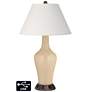 Ivory Empire Jug Table Lamp - 2 Outlets and USB in Colonial Tan