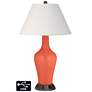 Ivory Empire Jug Table Lamp - 2 Outlets and USB in Daring Orange