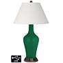 Ivory Empire Jug Table Lamp - 2 Outlets and USB in Greens