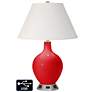 Ivory Empire Table Lamp - 2 Outlets and USB in Bright Red