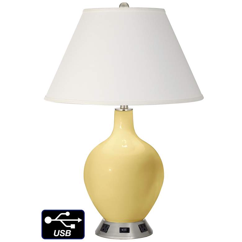 Image 1 Ivory Empire Table Lamp - 2 Outlets and USB in Butter Up