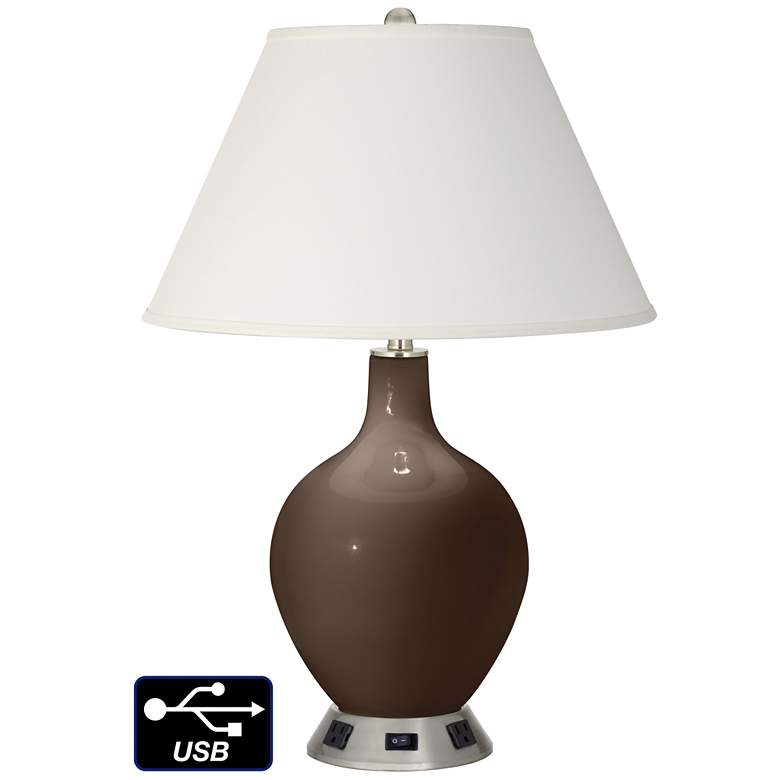 Image 1 Ivory Empire Table Lamp - 2 Outlets and USB in Carafe
