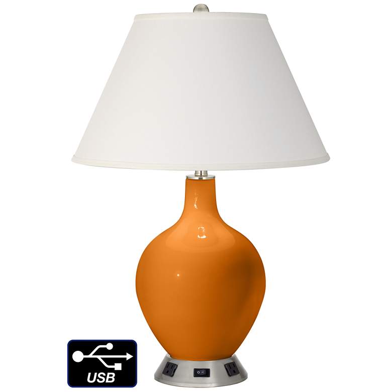 Image 1 Ivory Empire Table Lamp - 2 Outlets and USB in Cinnamon Spice