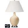 Ivory Empire Table Lamp - 2 Outlets and USB in Colonial Tan