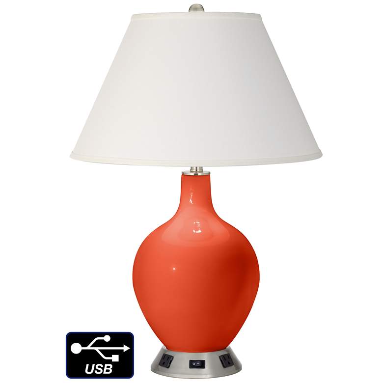 Image 1 Ivory Empire Table Lamp - 2 Outlets and USB in Daredevil