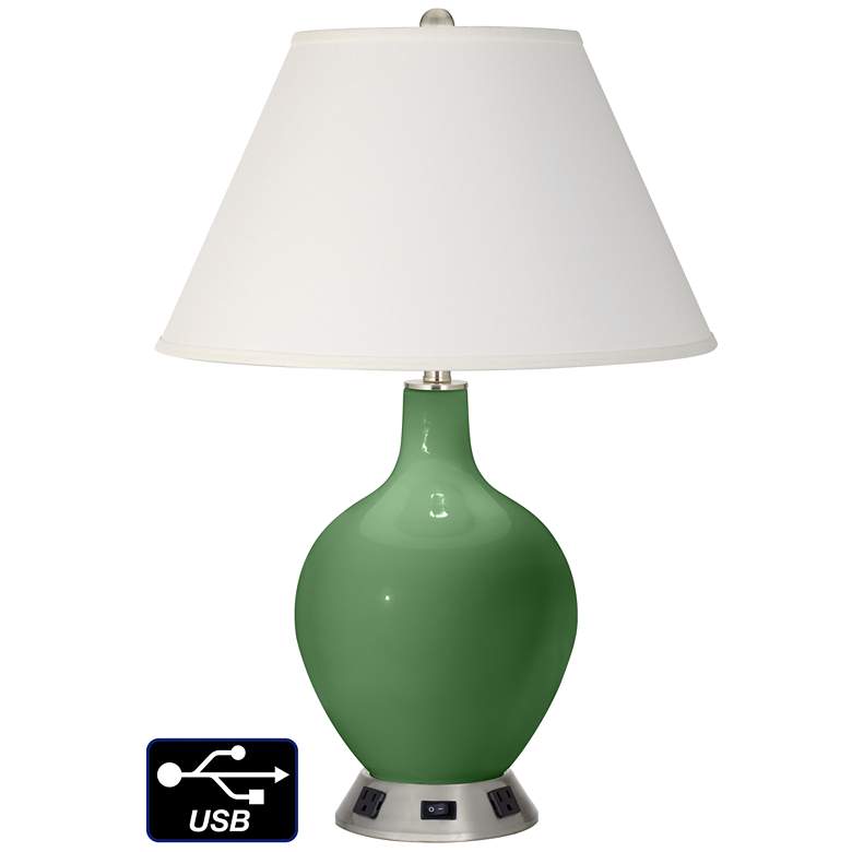 Image 1 Ivory Empire Table Lamp - 2 Outlets and USB in Garden Grove