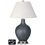 Ivory Empire Table Lamp - 2 Outlets and USB in Gunmetal Metallic