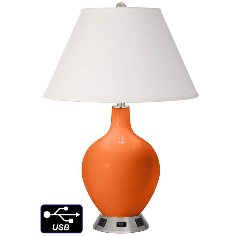 Image 1 Ivory Empire Table Lamp - 2 Outlets and USB in Invigorate
