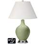 Ivory Empire Table Lamp - 2 Outlets and USB in Majolica Green