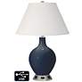 Ivory Empire Table Lamp - 2 Outlets and USB in Naval