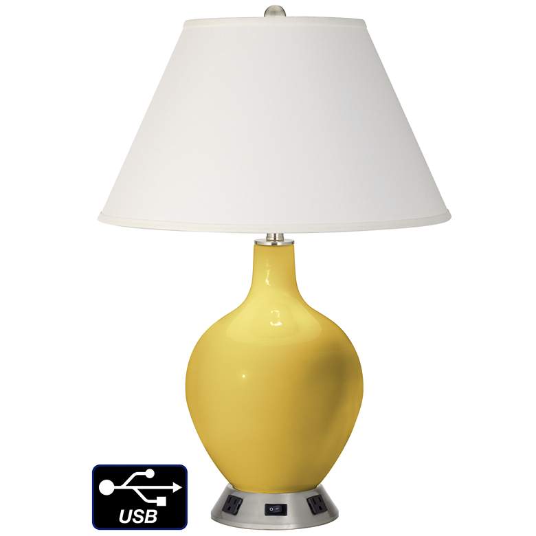 Image 1 Ivory Empire Table Lamp - 2 Outlets and USB in Nugget