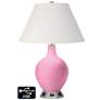 Ivory Empire Table Lamp - 2 Outlets and USB in Pale Pink