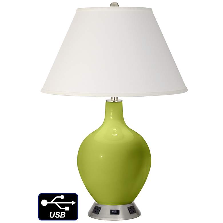 Image 1 Ivory Empire Table Lamp - 2 Outlets and USB in Parakeet