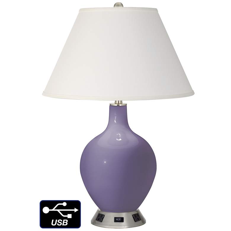 Image 1 Ivory Empire Table Lamp - 2 Outlets and USB in Purple Haze