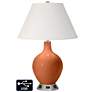 Ivory Empire Table Lamp - 2 Outlets and USB in Robust Orange