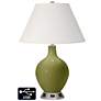 Ivory Empire Table Lamp - 2 Outlets and USB in Rural Green