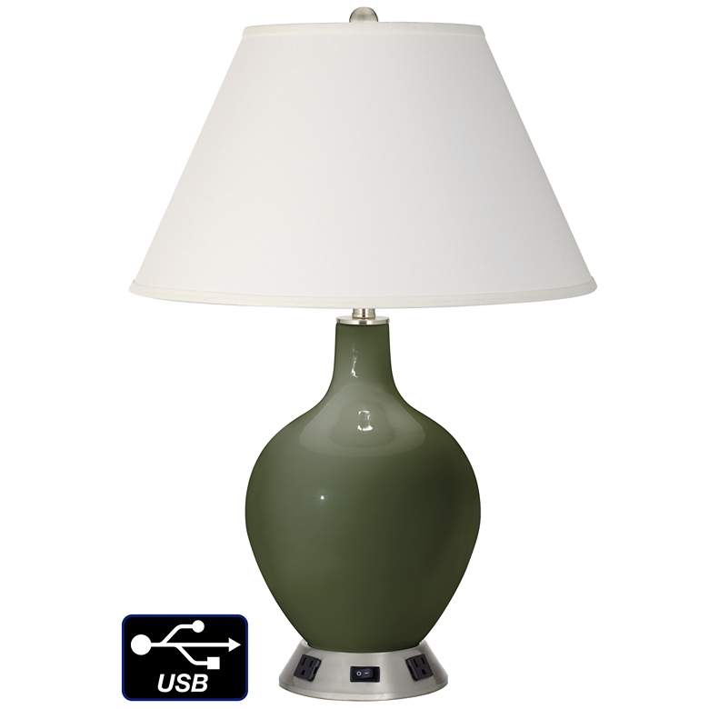 Image 1 Ivory Empire Table Lamp - 2 Outlets and USB in Secret Garden