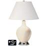 Ivory Empire Table Lamp - 2 Outlets and USB in Steamed Milk