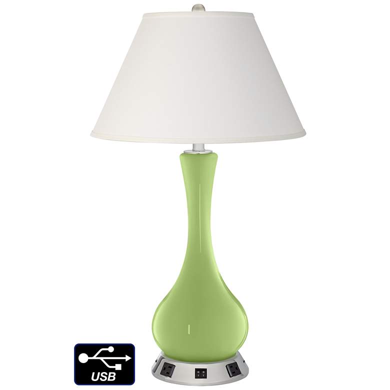Image 1 Ivory Empire Vase Lamp - 2 Outlets and 2 USBs in Lime Rickey