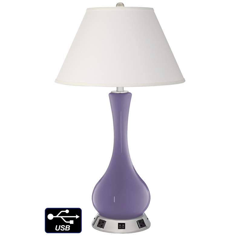 Image 1 Ivory Empire Vase Lamp - 2 Outlets and 2 USBs in Purple Haze
