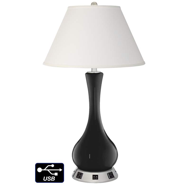 Image 1 Ivory Empire Vase Lamp - 2 Outlets and 2 USBs in Tricorn Black