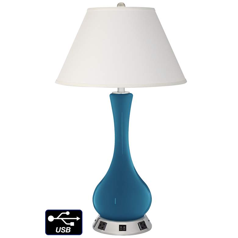 Image 1 Ivory Empire Vase Table Lamp - 2 Outlets and 2 USBs in Bosporus