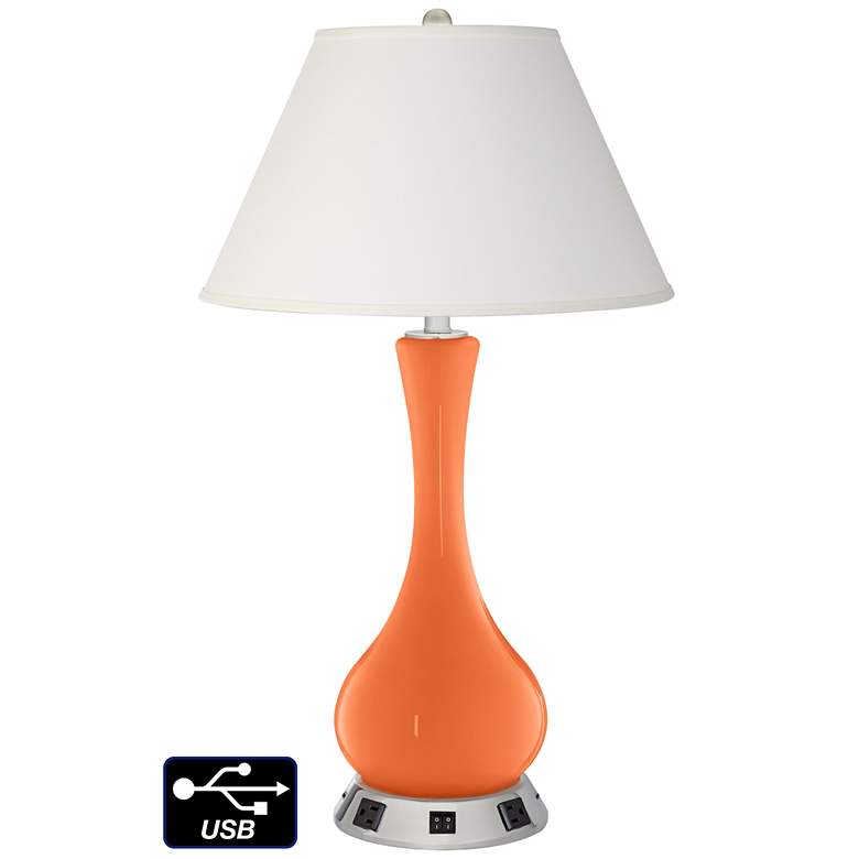 Image 1 Ivory Empire Vase Table Lamp - 2 Outlets and 2 USBs in Nectarine