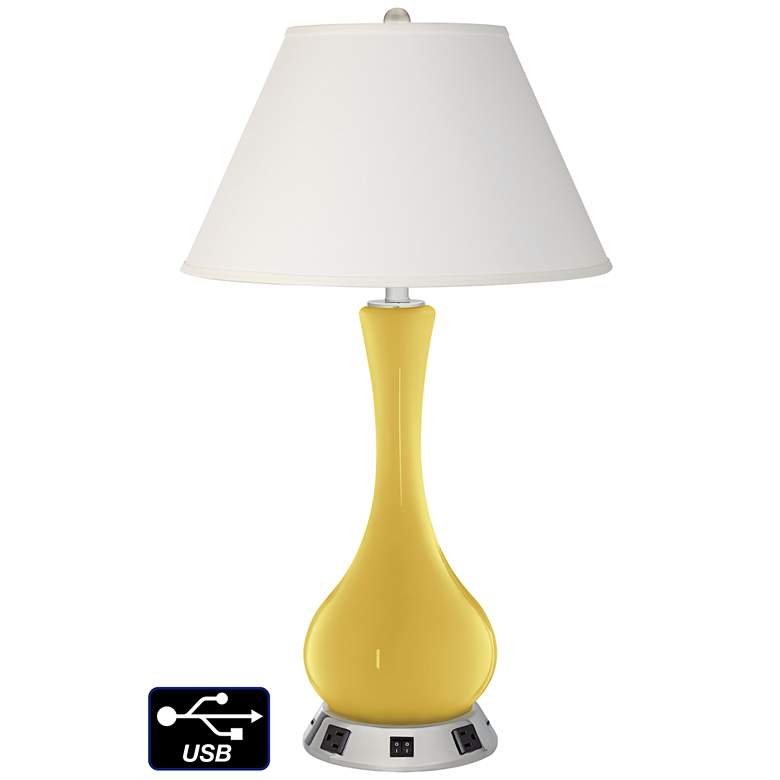 Image 1 Ivory Empire Vase Table Lamp - 2 Outlets and 2 USBs in Nugget