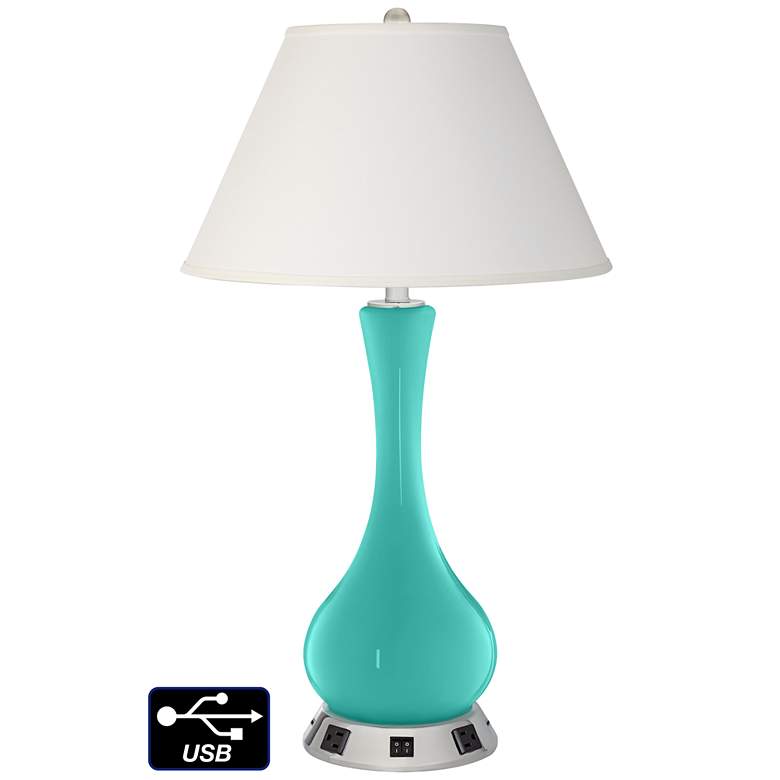 Image 1 Ivory Empire Vase Table Lamp - 2 Outlets and 2 USBs in Synergy