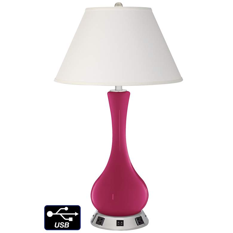 Image 1 Ivory Empire Vase Table Lamp - 2 Outlets and 2 USBs in Vivacious