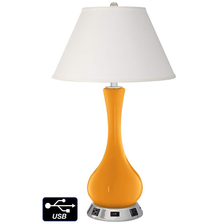 Image 1 Ivory Empire Vase Table Lamp - 2 Outlets and USB in Carnival