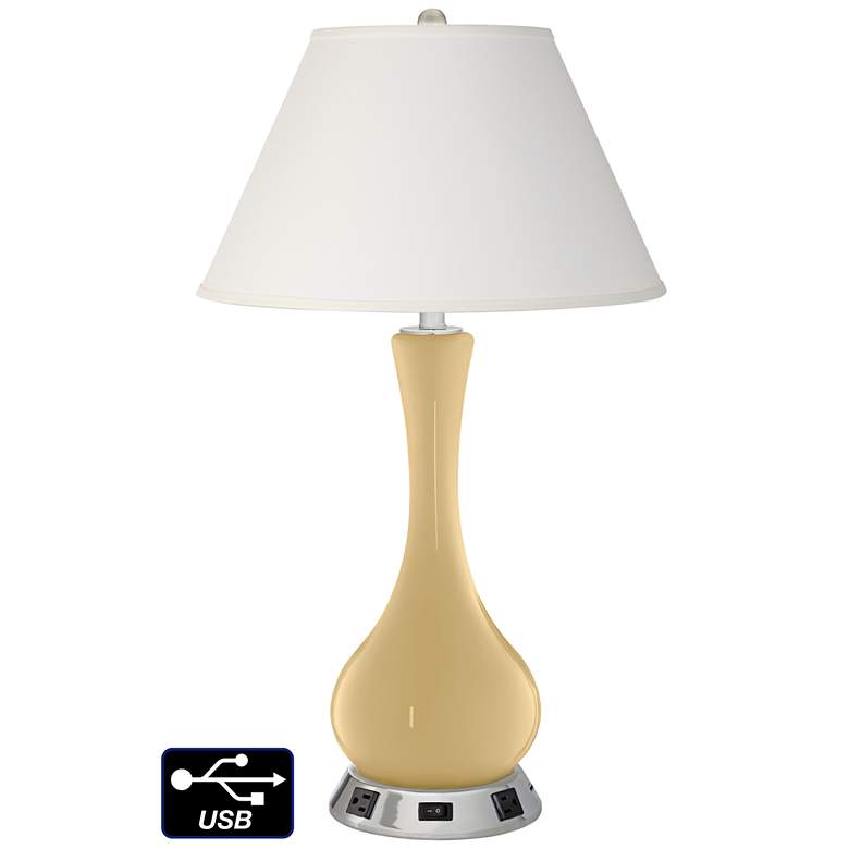 Image 1 Ivory Empire Vase Table Lamp - 2 Outlets and USB in Humble Gold