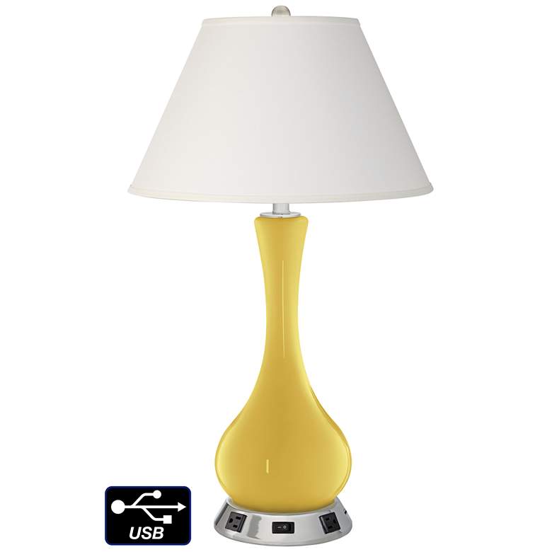Image 1 Ivory Empire Vase Table Lamp - 2 Outlets and USB in Nugget