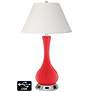Ivory Empire Vase Table Lamp - 2 Outlets and USB in Poppy Red