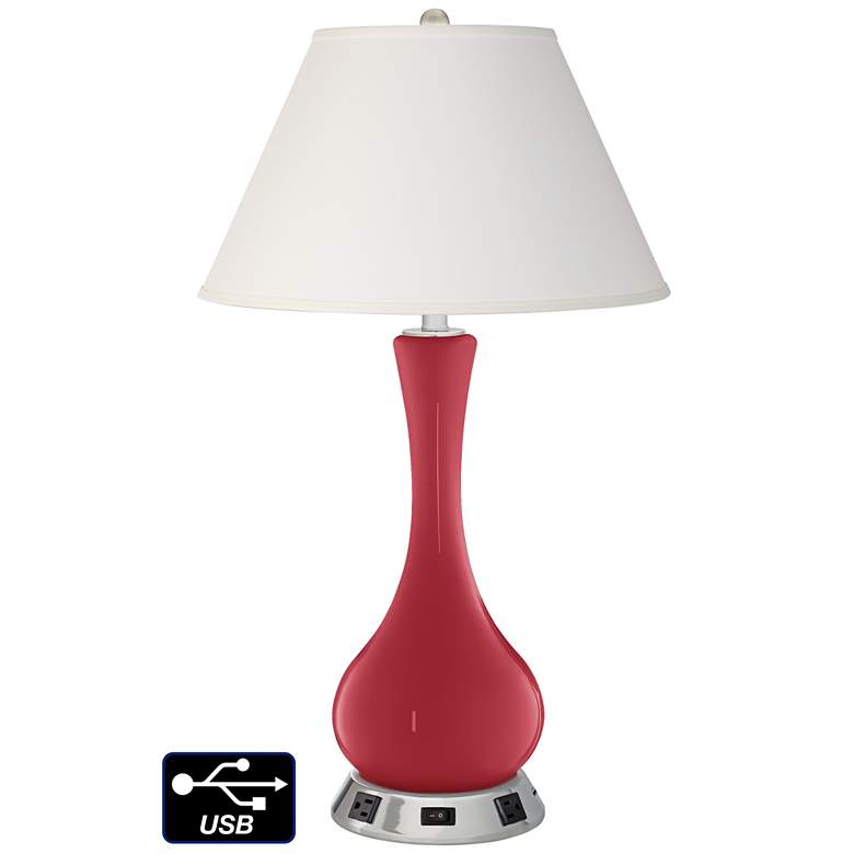 Image 1 Ivory Empire Vase Table Lamp - 2 Outlets and USB in Samba