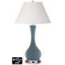 Ivory Empire Vase Table Lamp - 2 Outlets and USB in Smoky Blue