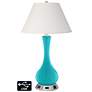 Ivory Empire Vase Table Lamp - 2 Outlets and USB in Surfer Blue