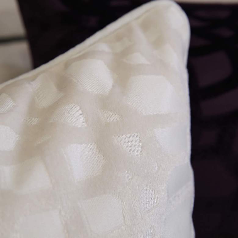 Ivory Geometric Velvet 20&quot; Square Decorative Pillow more views