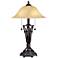 Ivory Glass Shade Iron Cage Table Lamp