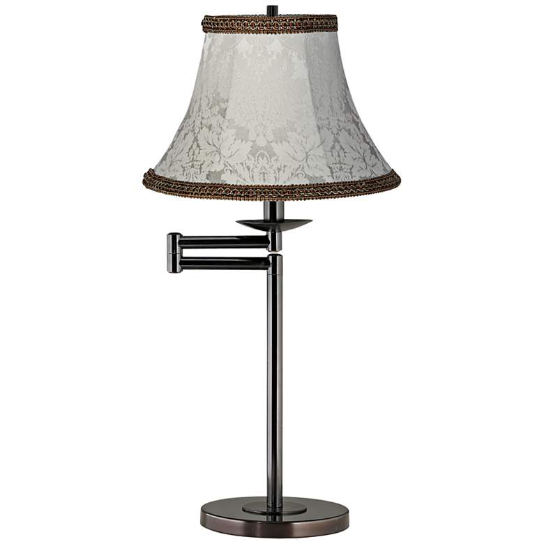 Image 1 Ivory Jacquard Shade Bronze Swing Arm Desk Lamp