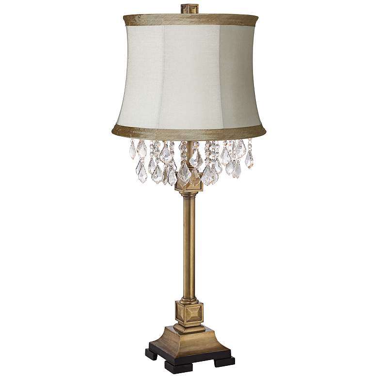 Image 1 Ivory Linen Shade Audrey Crystal Spray Console Lamp