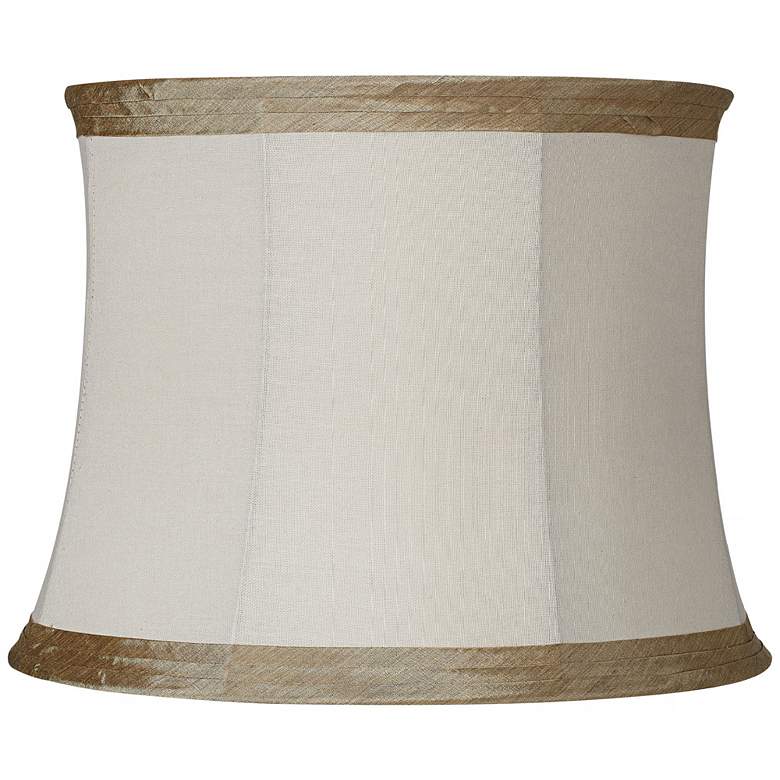 Image 1 Ivory Linen with Taupe Trim Lamp Shade 14x16x12 (Spider)