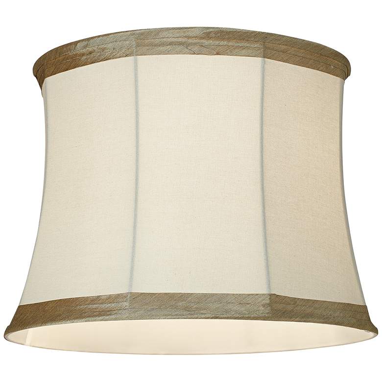 Ivory Linen with Taupe Trim Lamp Shade 14x16x12 (Spider) more views