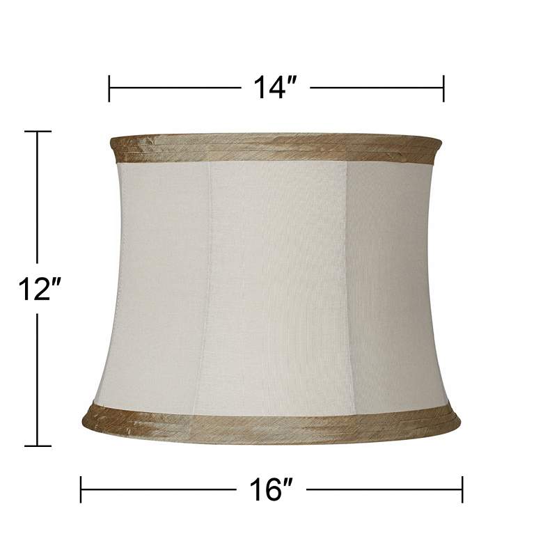 Image 5 Ivory Linen with Taupe Trim Lamp Shade 14x16x12 (Spider) more views