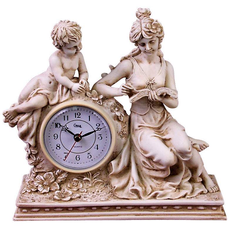 Image 1 Ivory Maiden 9 1/2 inch Wide Desk Clock