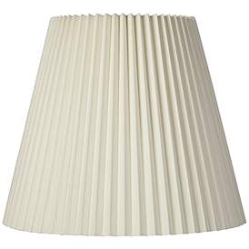 Set Of 2 White Mushroom Pleated Empire Lamp Shades - 7x16x12 Inches With Spider Fitter, Harp & Finial
